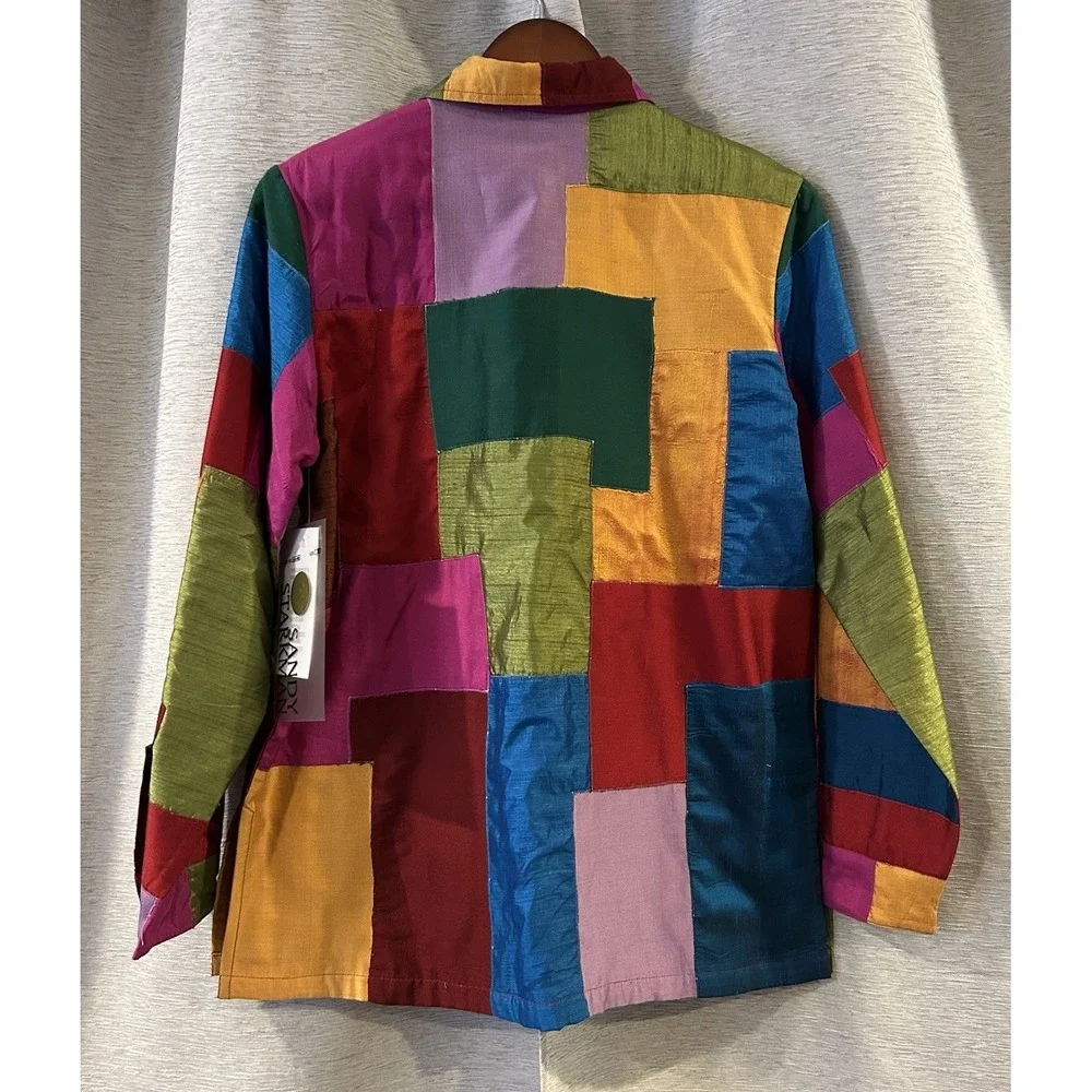 Vintage Sandy‎ Starkman Patchwork Jacket Women's Size Medium Embroidered - Picture 4 of 5